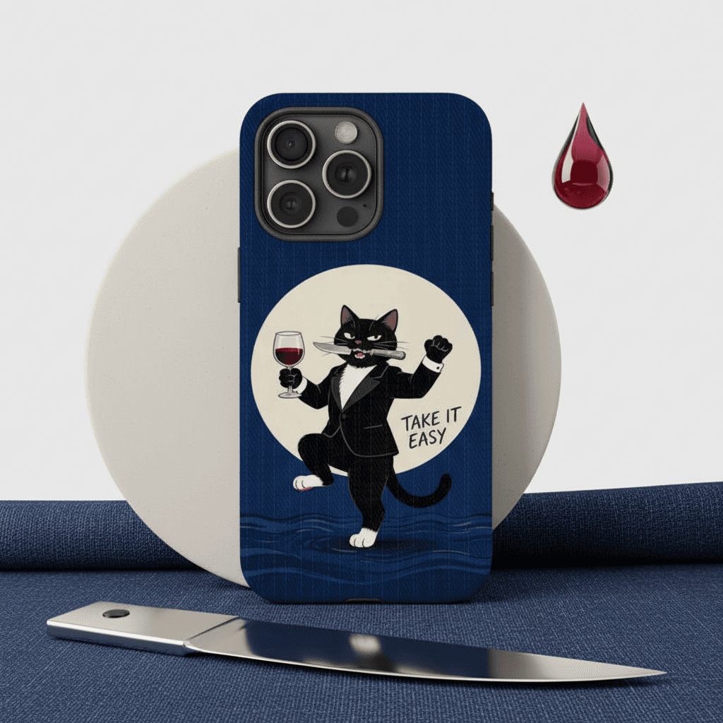 Funny Take It Easy Black Cat Phone Case for Cat Lovers Gift