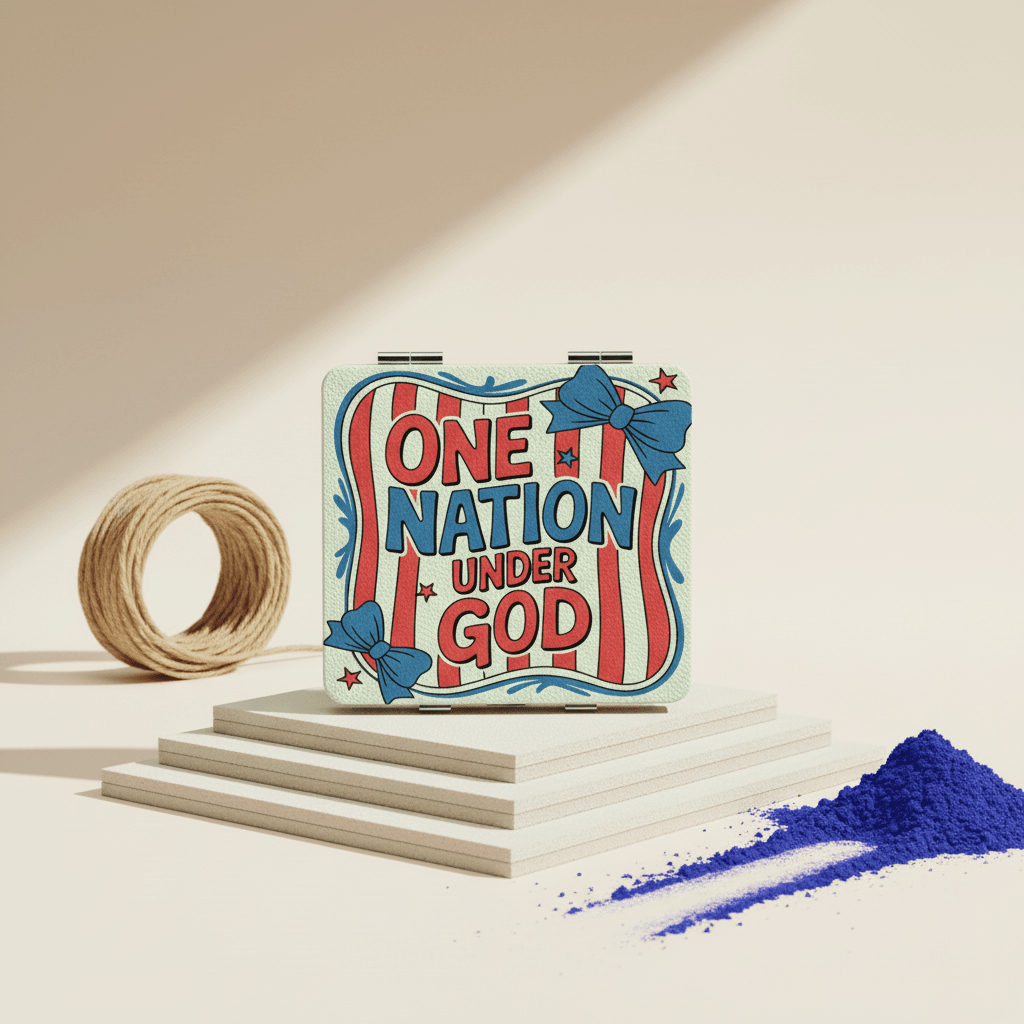 Patriotic One Nation Under God Square Pocket Makeup Mirror for 4th of July Gifting