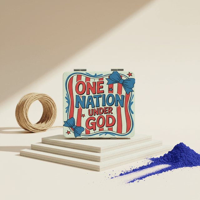 Patriotic One Nation Under God Square Pocket Makeup Mirror for 4th of July Gifting