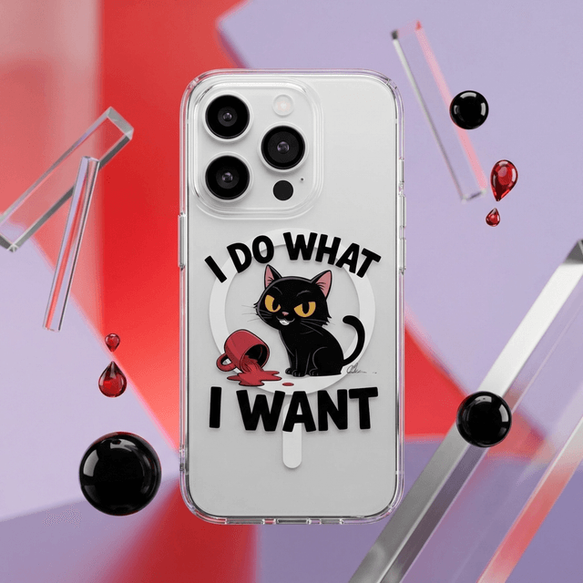 Sassy Black Cat Clear MagSafe iPhone Case | Funny Cat Lover Gift for Birthday Holiday