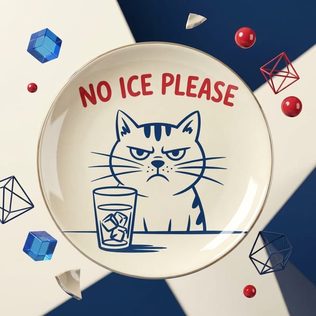 No Ice Please Grumpy Cat Round Ceramic Jewelry Tray Funny Gift for Cat Lovers Birthday Housewarming