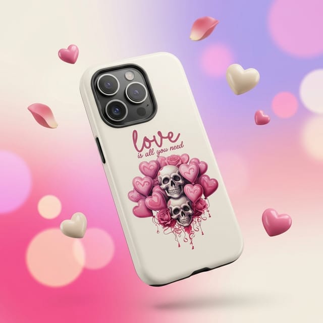 Gothic Skull Heart Magnetic Phone Case for Her Valentine Gift