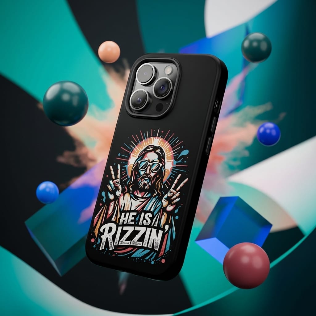 Funny He Is Rizzin' Jesus Phone Case for Christian Easter Gift