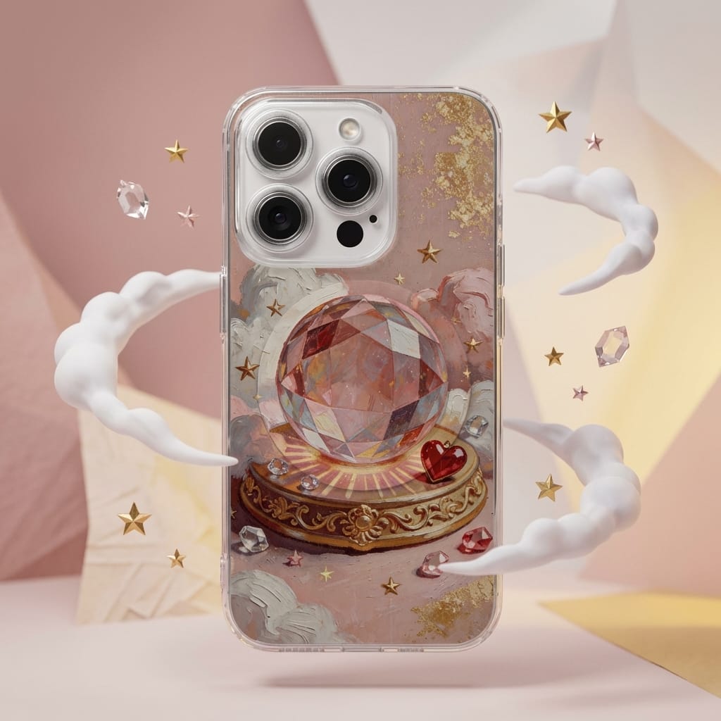 Pink Crystal Ball Clear Magnetic Phone Case for Her Valentine Gift - 1