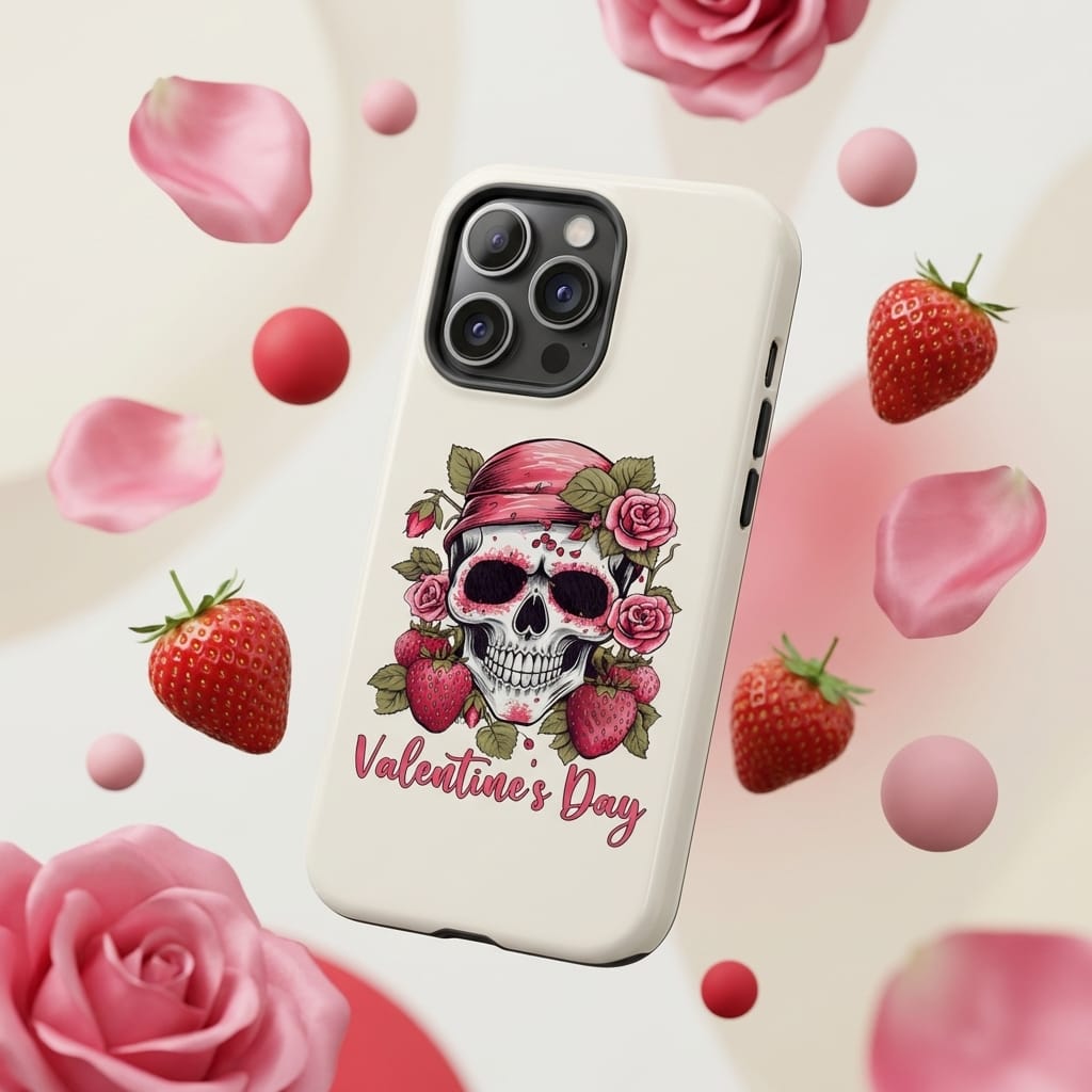 Gothic Skull Rose Magnetic Phone Case for Valentine Gift