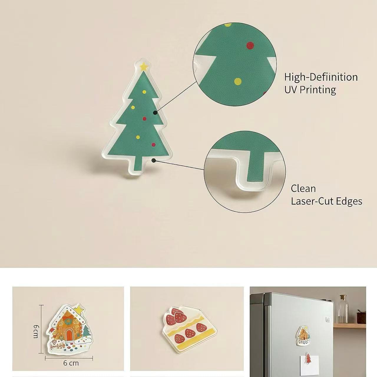 Christmas Refrigerator Magnet – Custom Shape Fridge Magnet, Personalized Die-Cut Holiday Magnet, Cute Christmas Decoration for Kitchen, Perfect Gift & Home Décor - Image 4