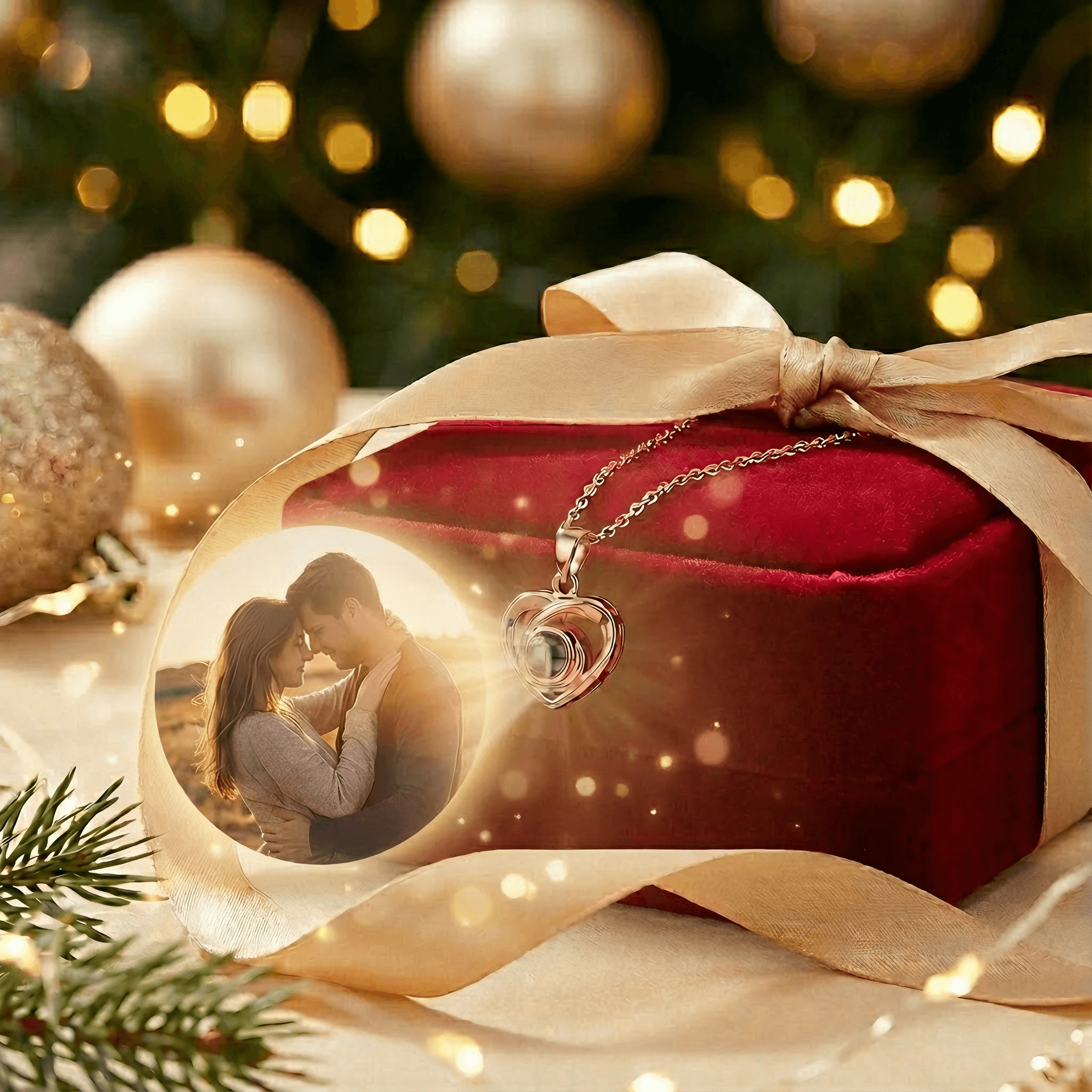 Personalized Photo Projection Necklace — 925 Silver / Rose Gold - Image 1