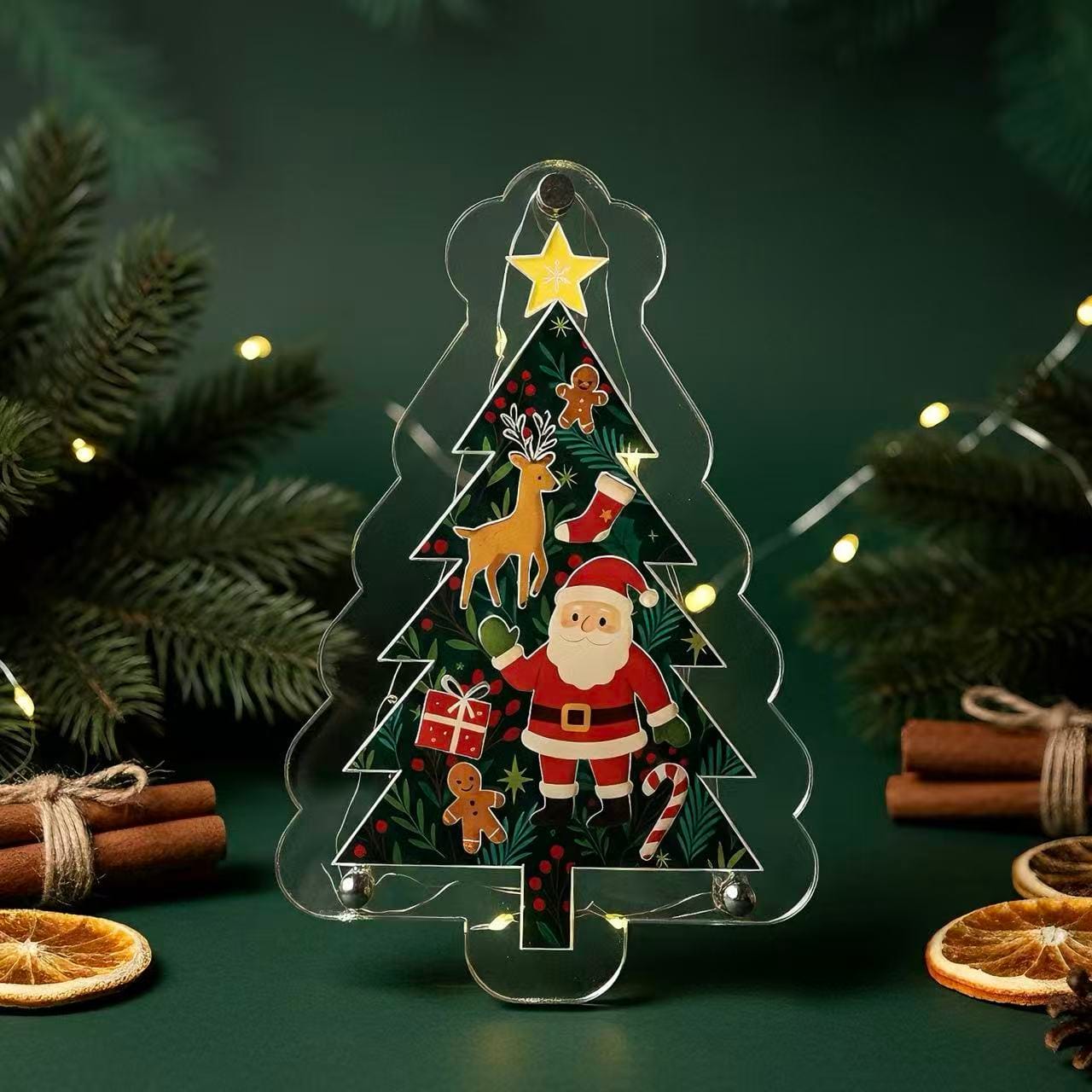 Acrylic Christmas Tree Puzzle,  4×6 inches Clear Holiday Ornament with Santa & Reindeer, 3D Layered Acrylic Design, Available in Embedded Shape Style or Standard Jigsaw Puzzle Version - Image 3