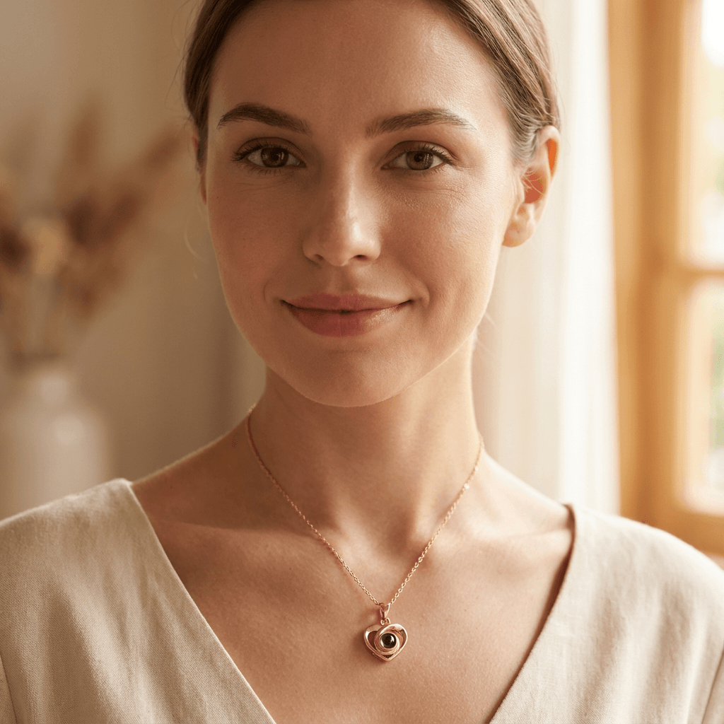 Personalized Photo Projection Necklace — 925 Silver / Rose Gold - Image 6