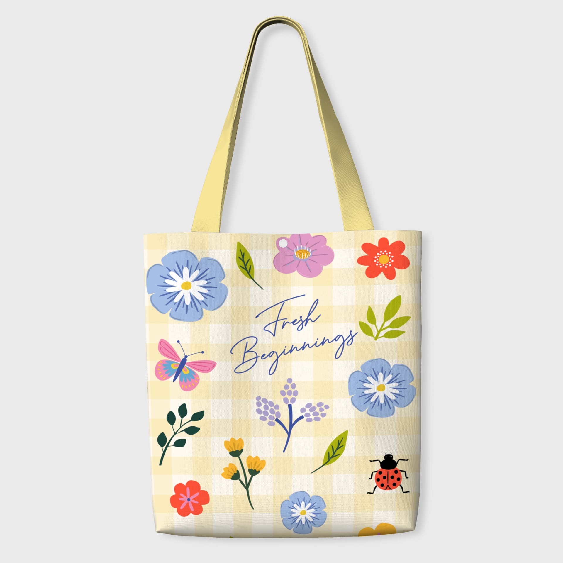 Pastel Floral Canvas Tote Bag for Women Daily Use Gift