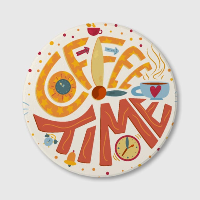 Coffee Time Quote Ceramic Coaster for Coffee Lovers Daily Use