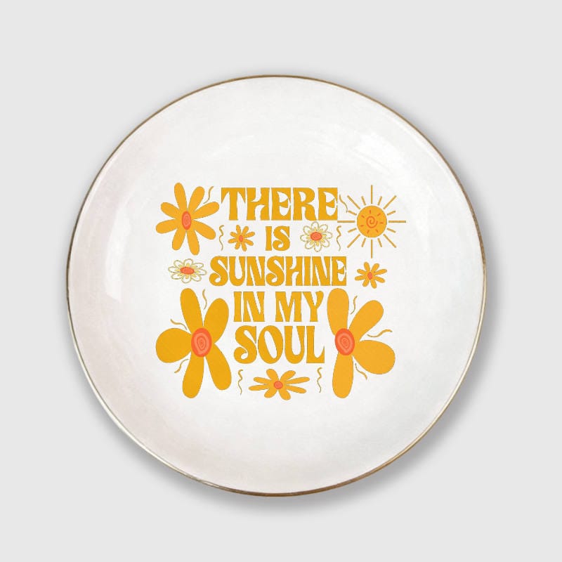Sunshine Daisy Quote Ceramic Trinket Tray for Women Daily Use