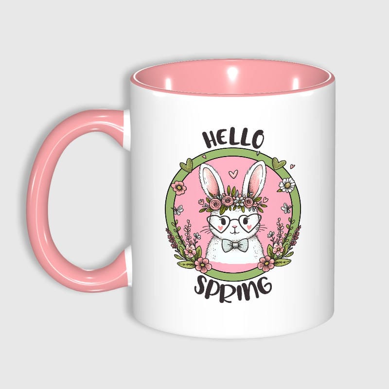 Cute Floral Bunny Mug for Easter Spring Gift Daily Use