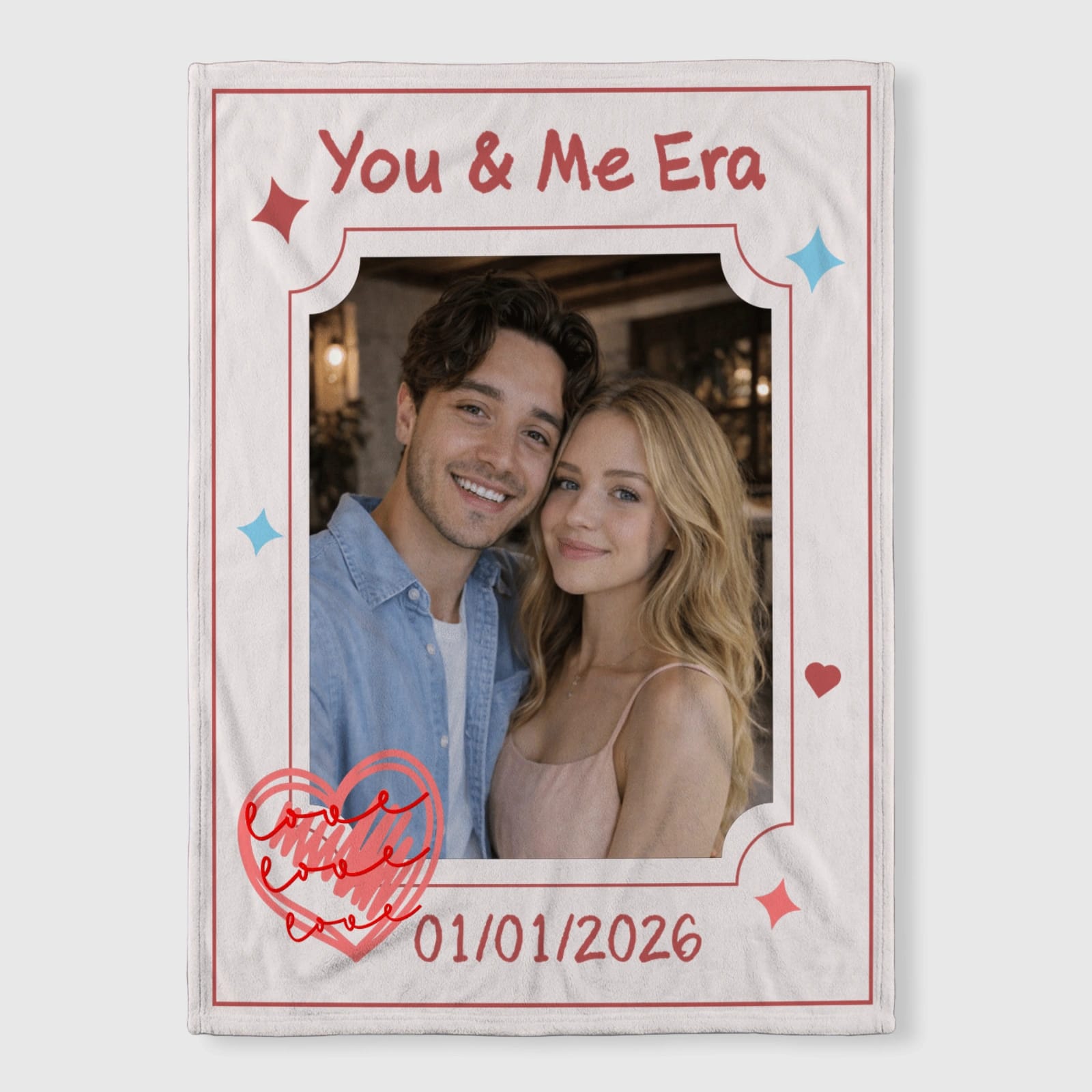Custom You & Me Era Photo Throw Blanket for Couples Anniversary Gift