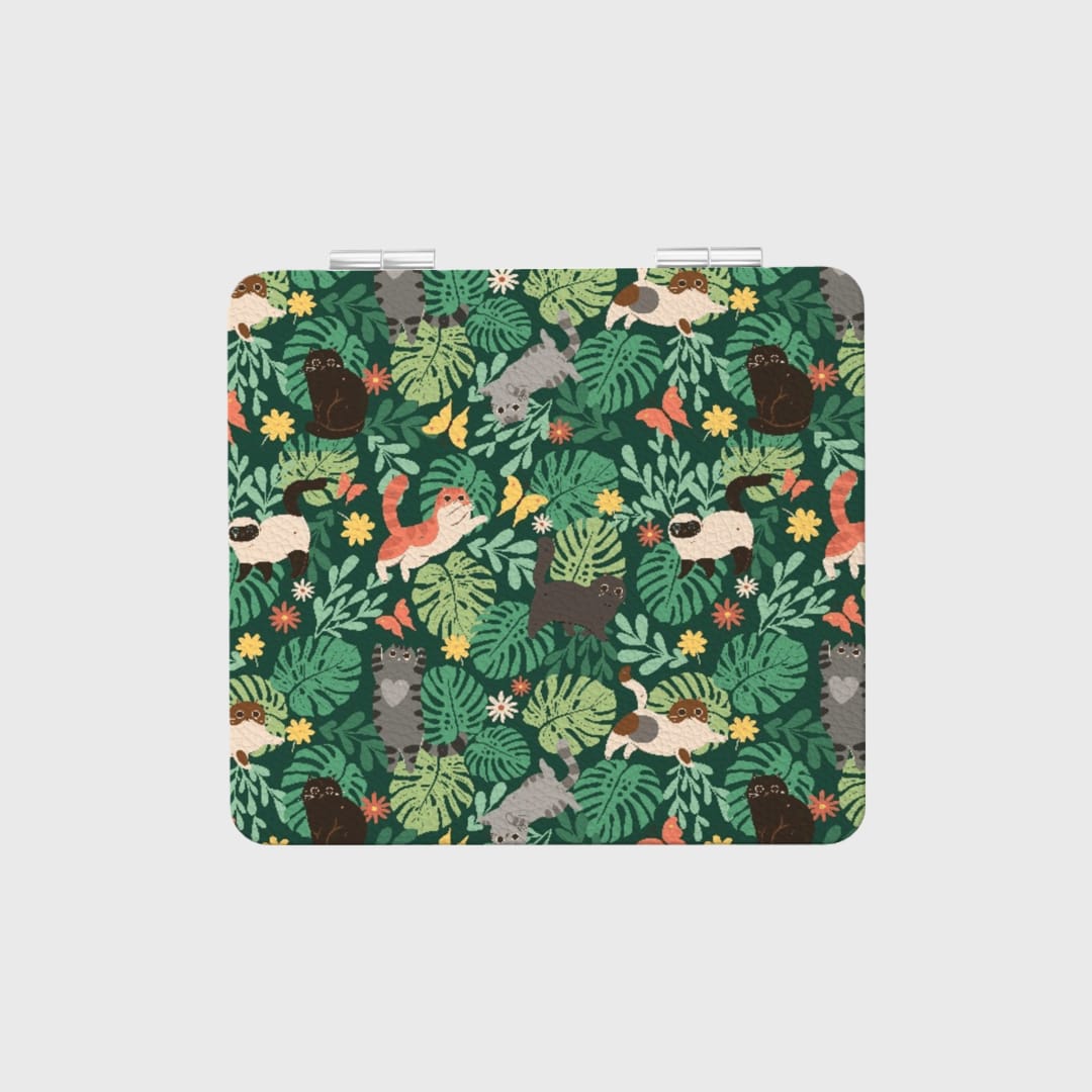 Custom Portable Pocket Makeup Mirror – Personalized PU Compact Mirror (Square) - 1