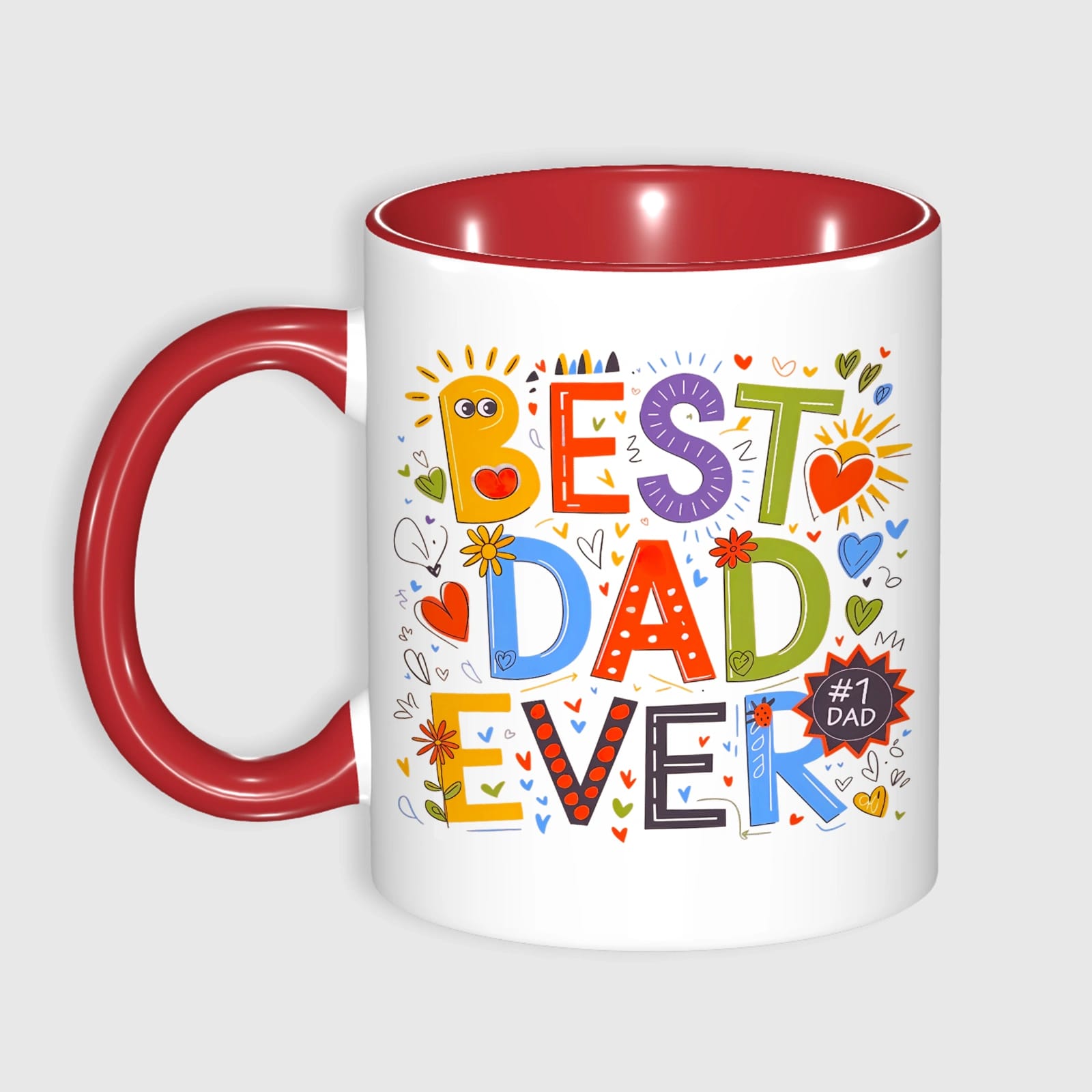 Best Dad Ever Red Accent Coffee Mug for Dad Father's Day Gift