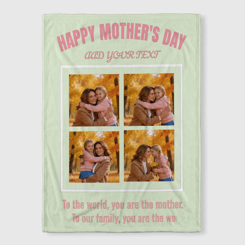 Custom Photo Collage Fleece Blanket for Mom Mother's Day Gift