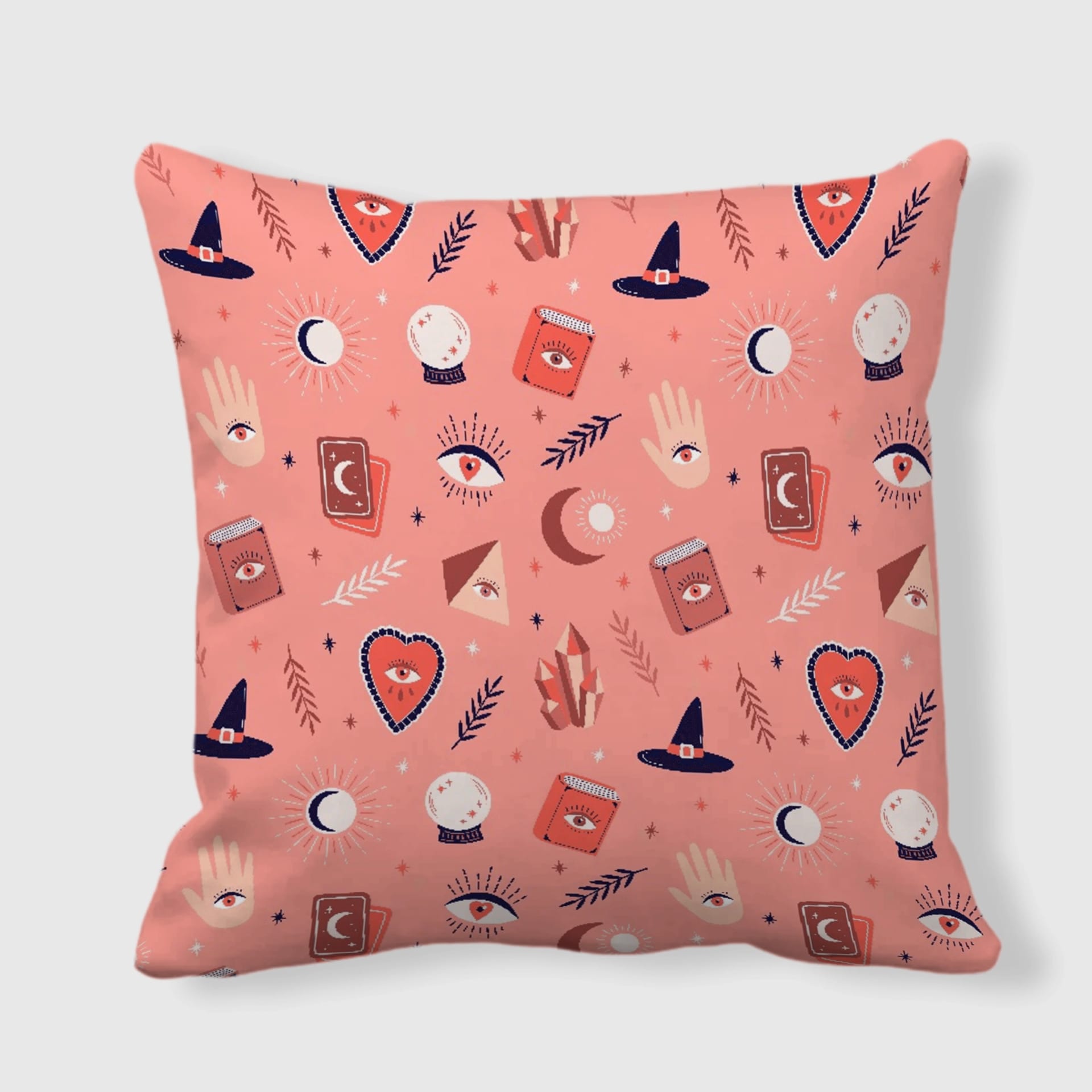 Pink Witch Occult Throw Pillow for Home Decor & Gifting
