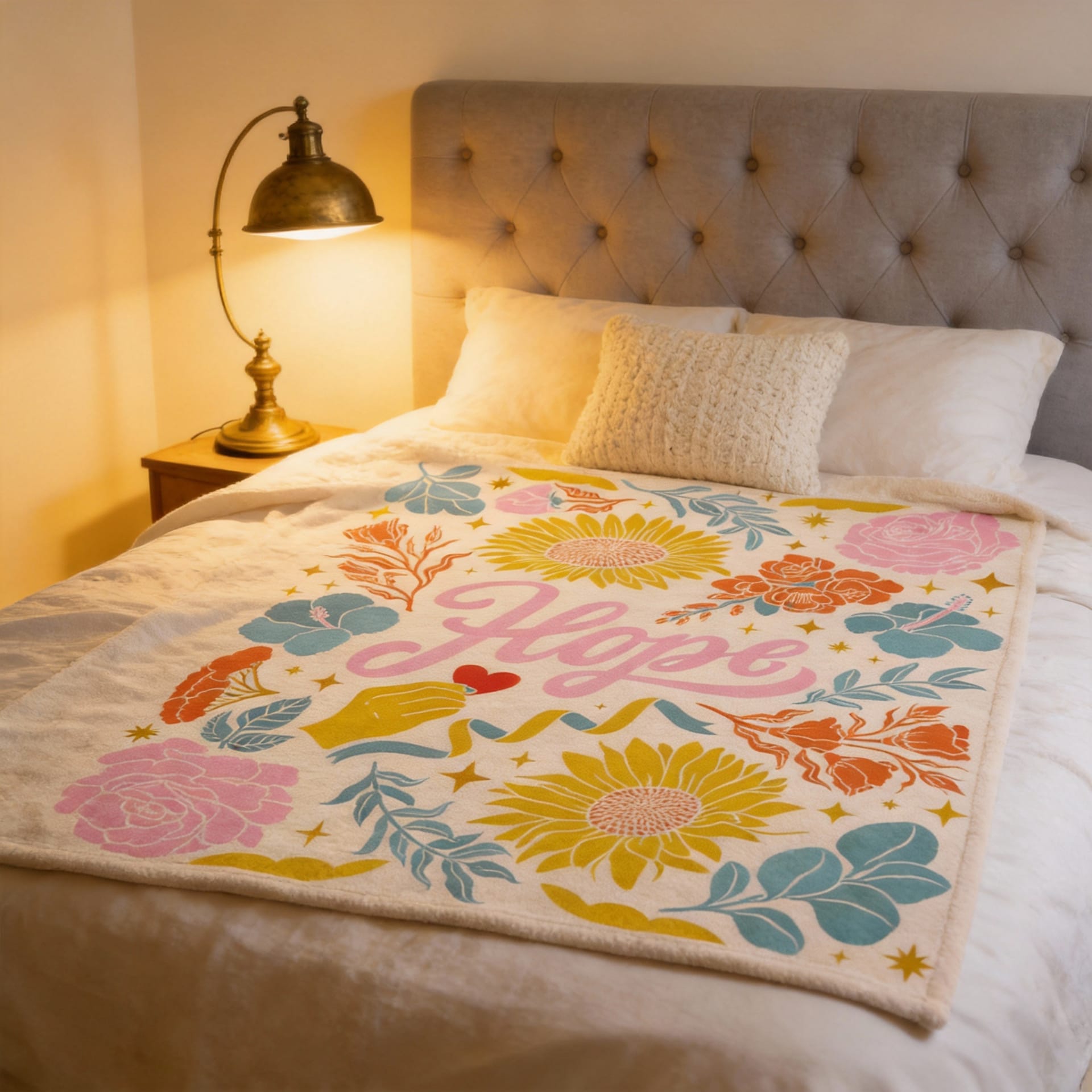 Personalized 'Hope' Floral Woven Blanket
