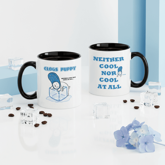 Clogs Puppy 11oz Black Accent Mug - Coffee Cup Gift for Dog Lovers